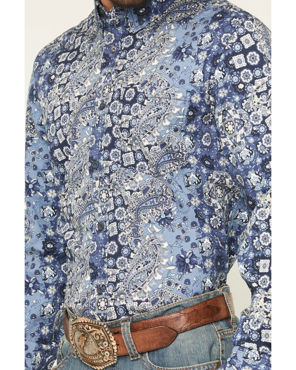 Cody James Men's Ride 'Em Cowboy Paisley Print Long Sleeve Button-Down Stretch Western Shirt - Image 3