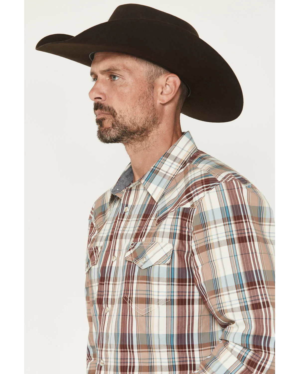 Cody James Men's Ridge Rider Plaid Print Long Sleeve Snap Western Shirt - Image 2