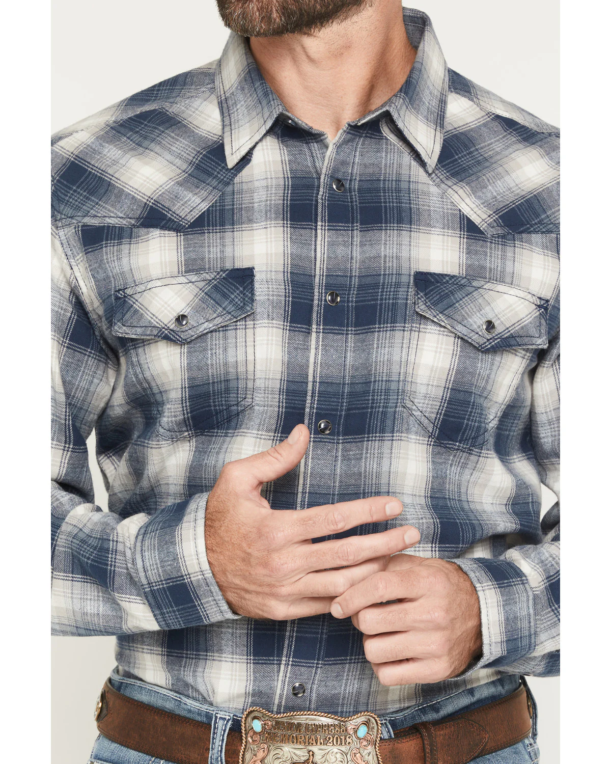 Cody James Men's Rio Bravo Plaid Print Long Sleeve Flannel Shirt - Image 3