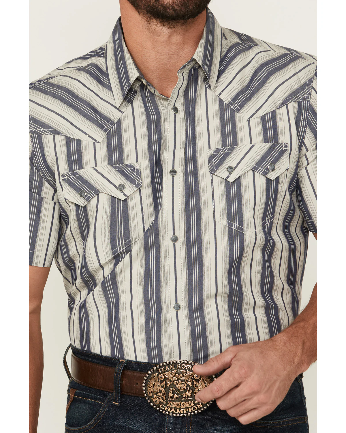 Cody James Men's Roman Striped Short Sleeve Snap Western Shirt - Image 3