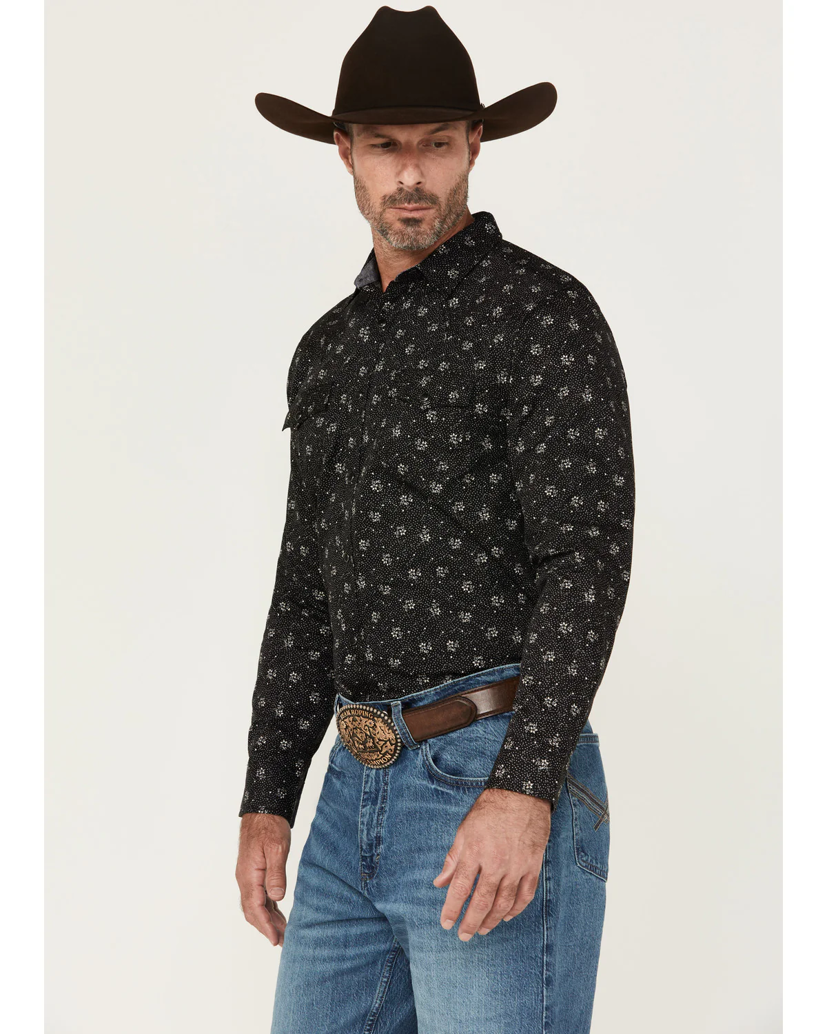 Cody James Men's Saddle Peak Floral Print Long Sleeve Snap Western Shirt - Image 2