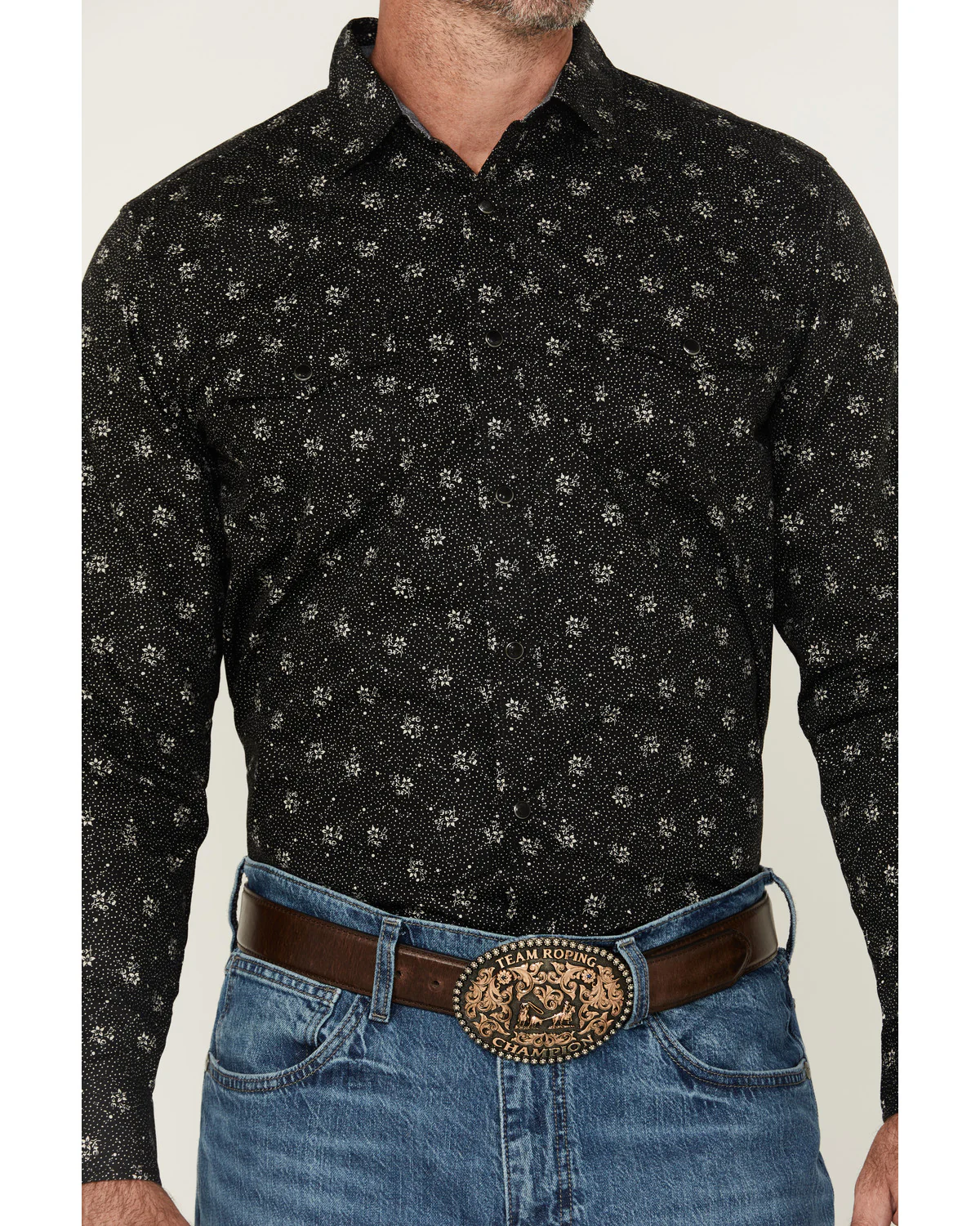 Cody James Men's Saddle Peak Floral Print Long Sleeve Snap Western Shirt - Image 3