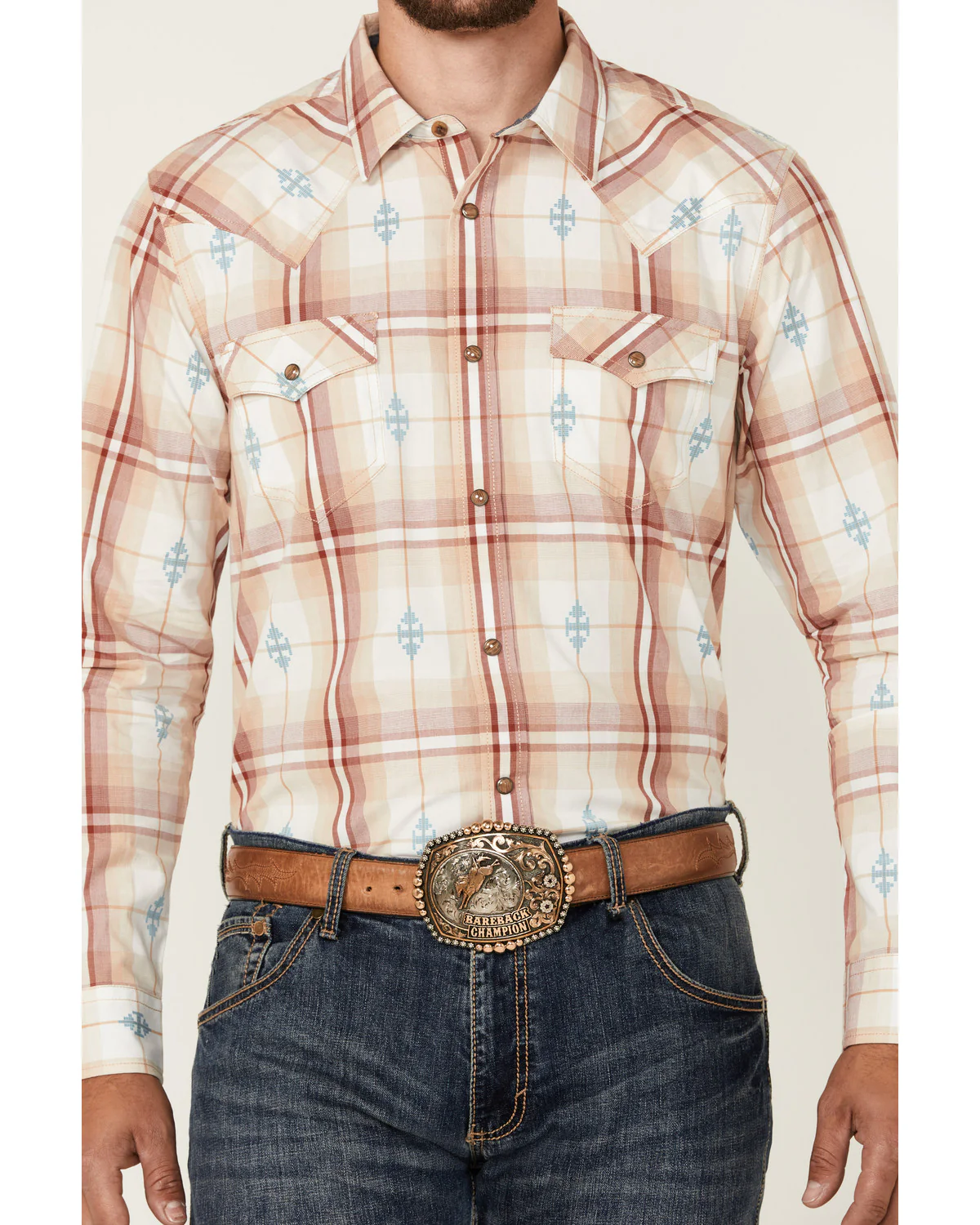 Cody James Men's Samba Plaid Print Long Sleeve Snap Western Shirt - Image 3