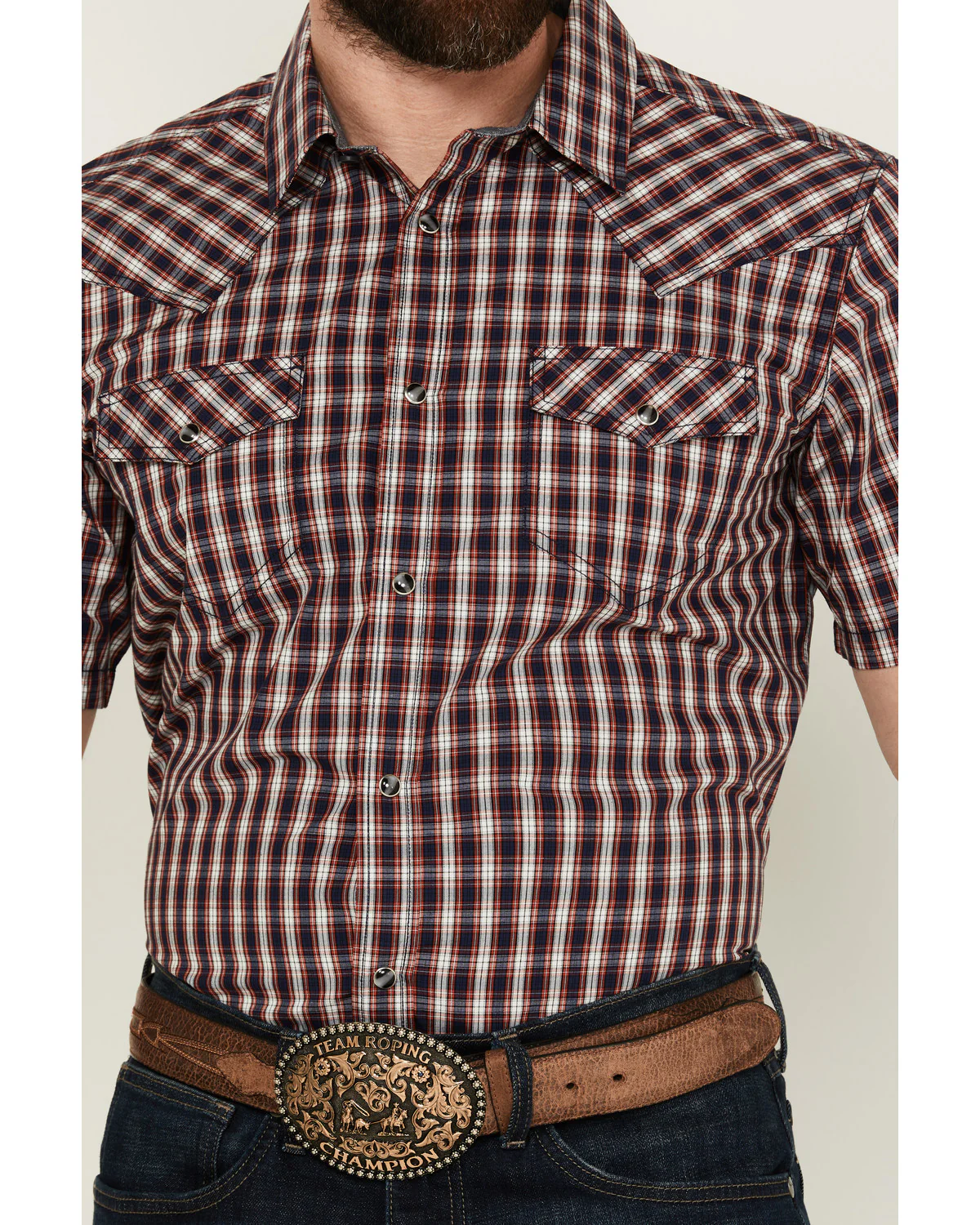 Cody James Men's Sammy Plaid Print Short Sleeve Snap Western Shirt - Image 3