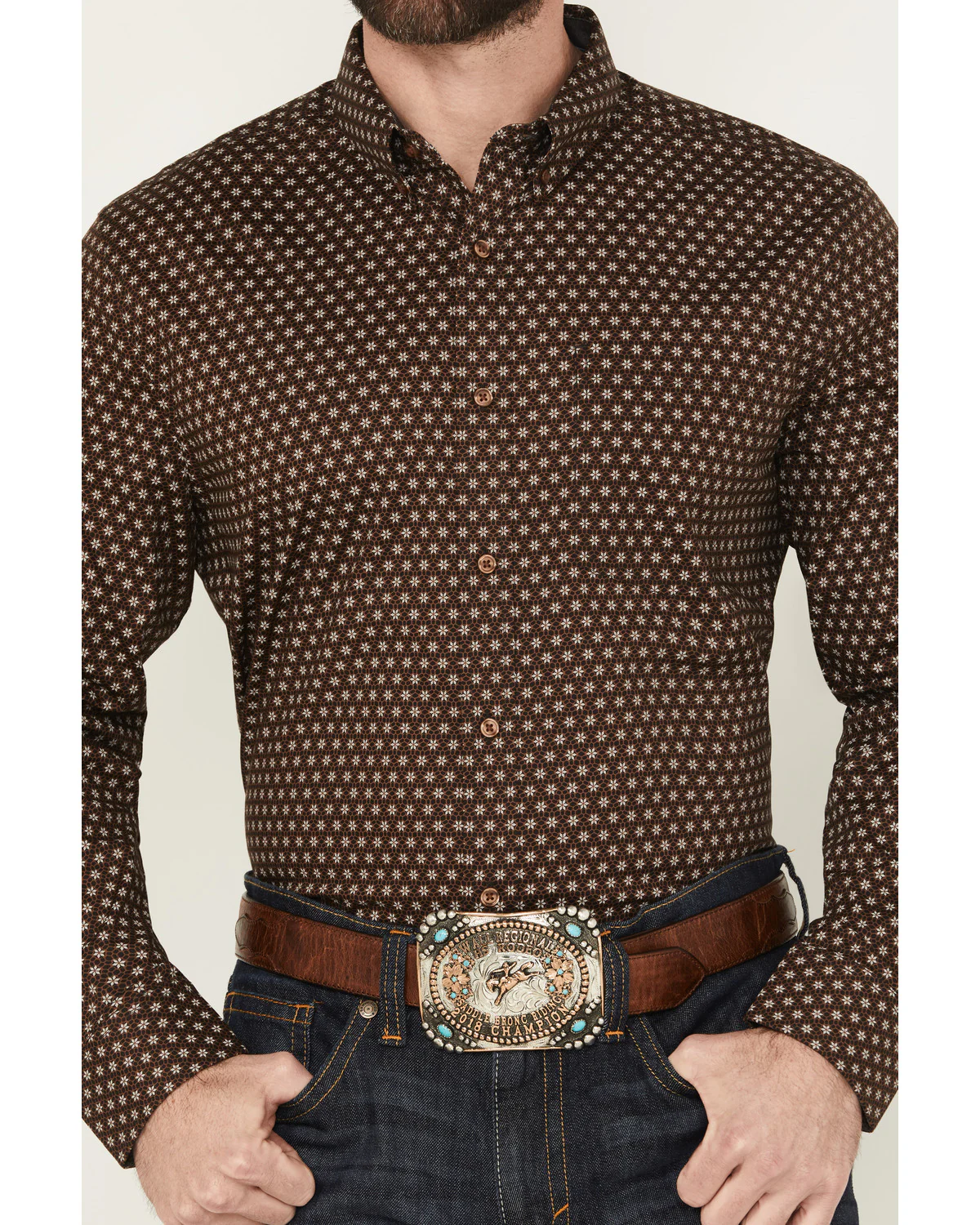 Cody James Men's Sebastian Geo Print Long Sleeve Button-Down Stretch Western Shirt - Image 3