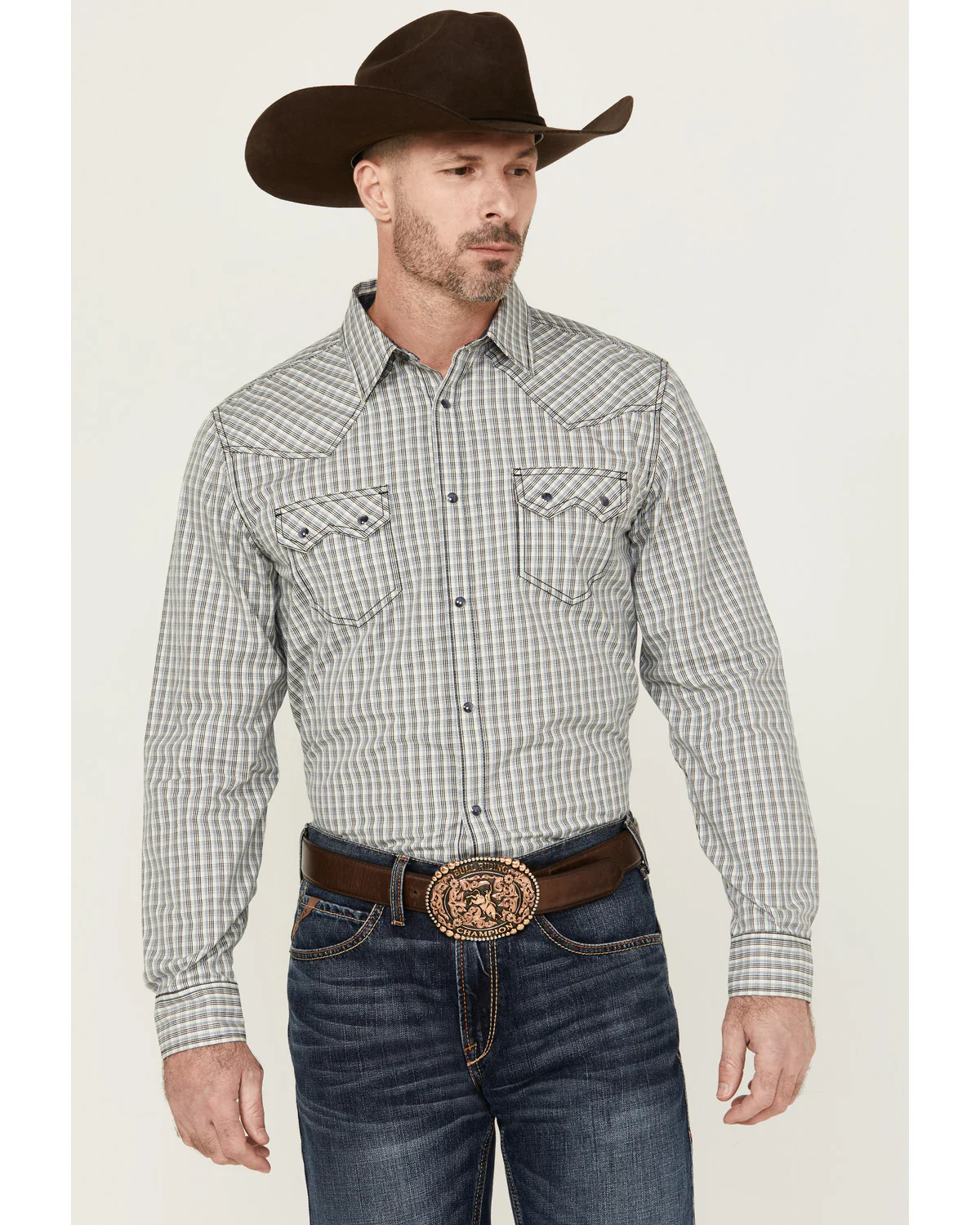 Cody James Men's Seeker Plaid Print Long Sleeve Snap Western Shirt