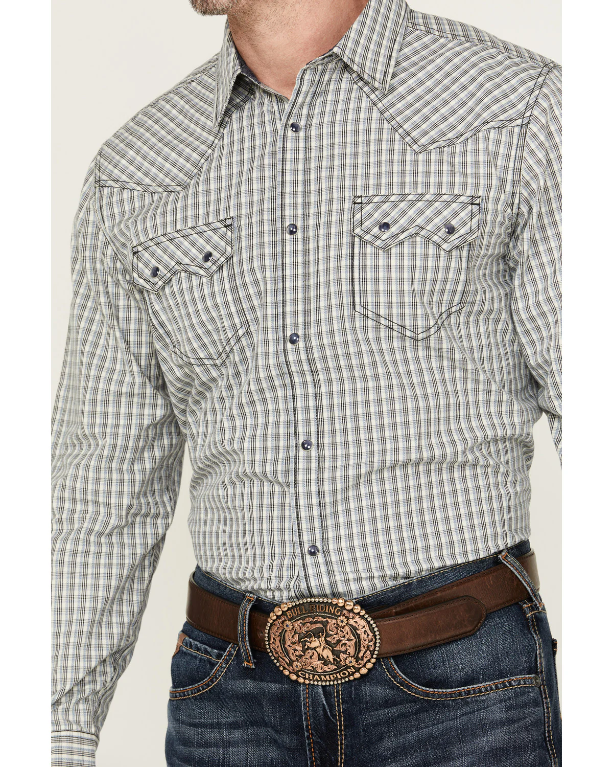 Cody James Men's Seeker Plaid Print Long Sleeve Snap Western Shirt - Image 3