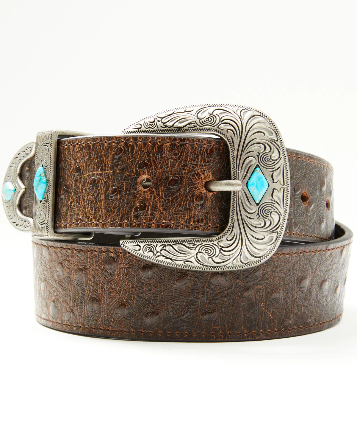 Cody James Men's Sheridan Faux Ostrich Print Leather Belt