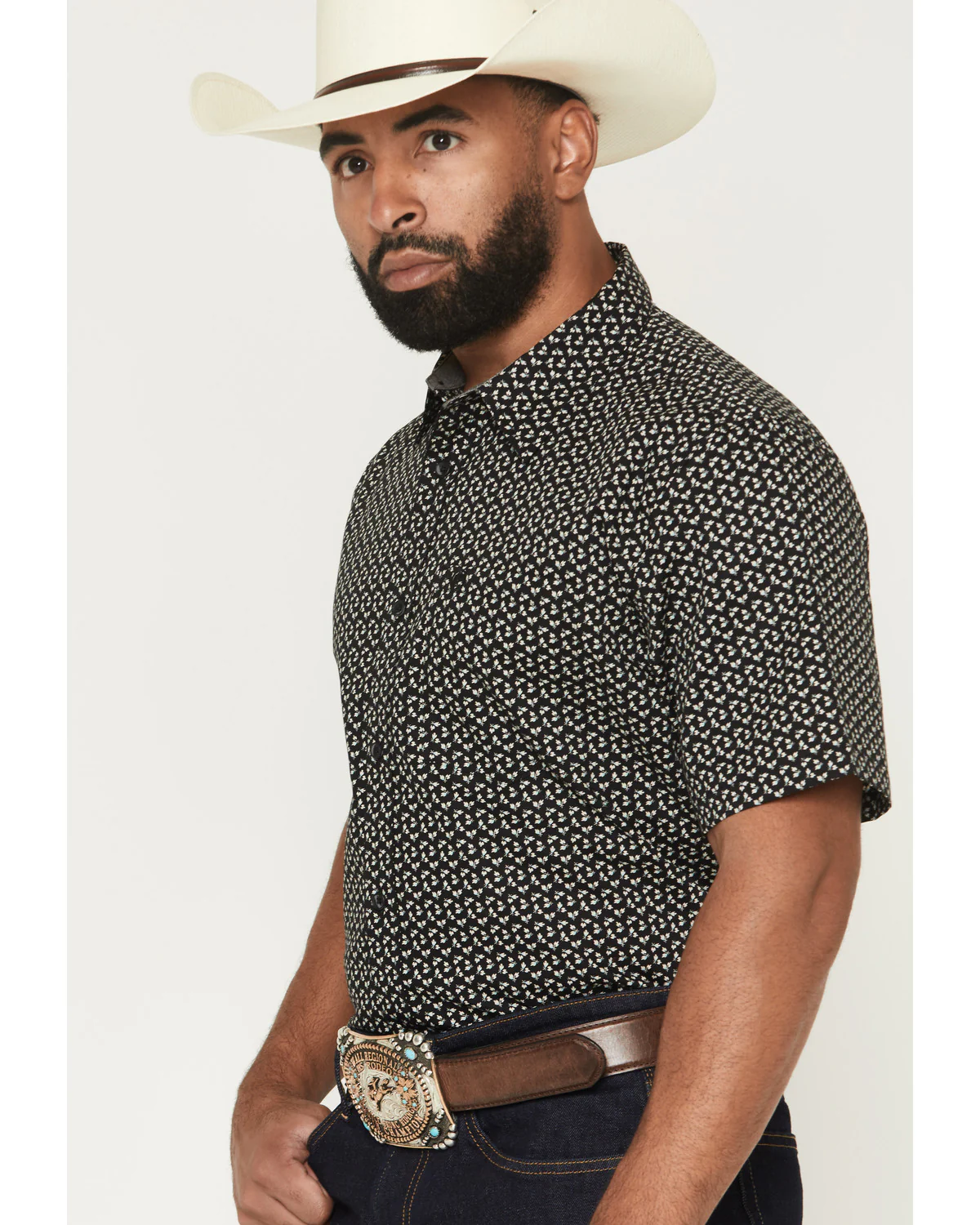 Cody James Men's Shiloh Micro Floral Print Short Sleeve Button-Down Stretch Western Shirt - Image 2