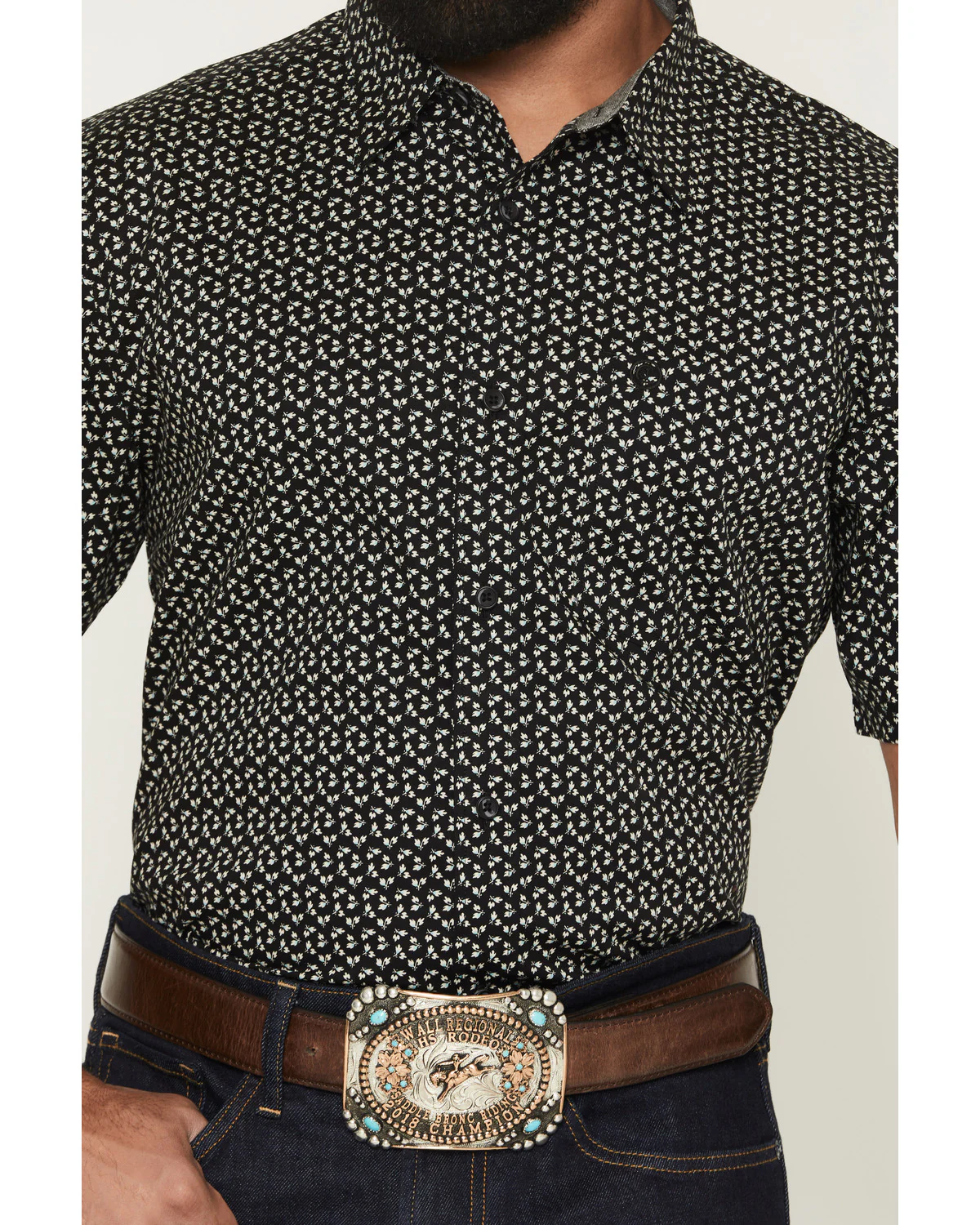 Cody James Men's Shiloh Micro Floral Print Short Sleeve Button-Down Stretch Western Shirt - Image 3