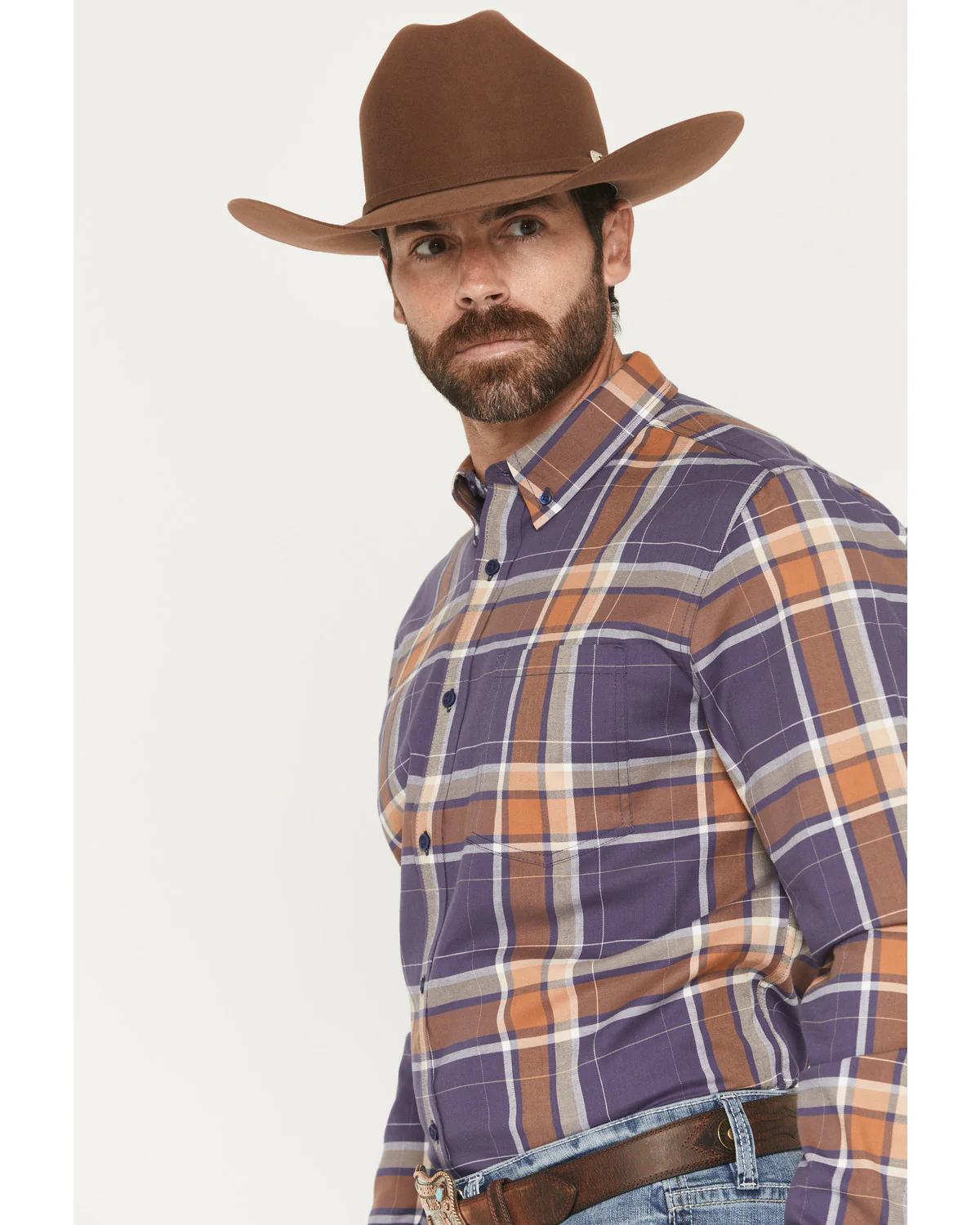 Cody James Men's Smokey Trail Plaid Print Long Sleeve Button-Down Stretch Western Shirt - Image 2