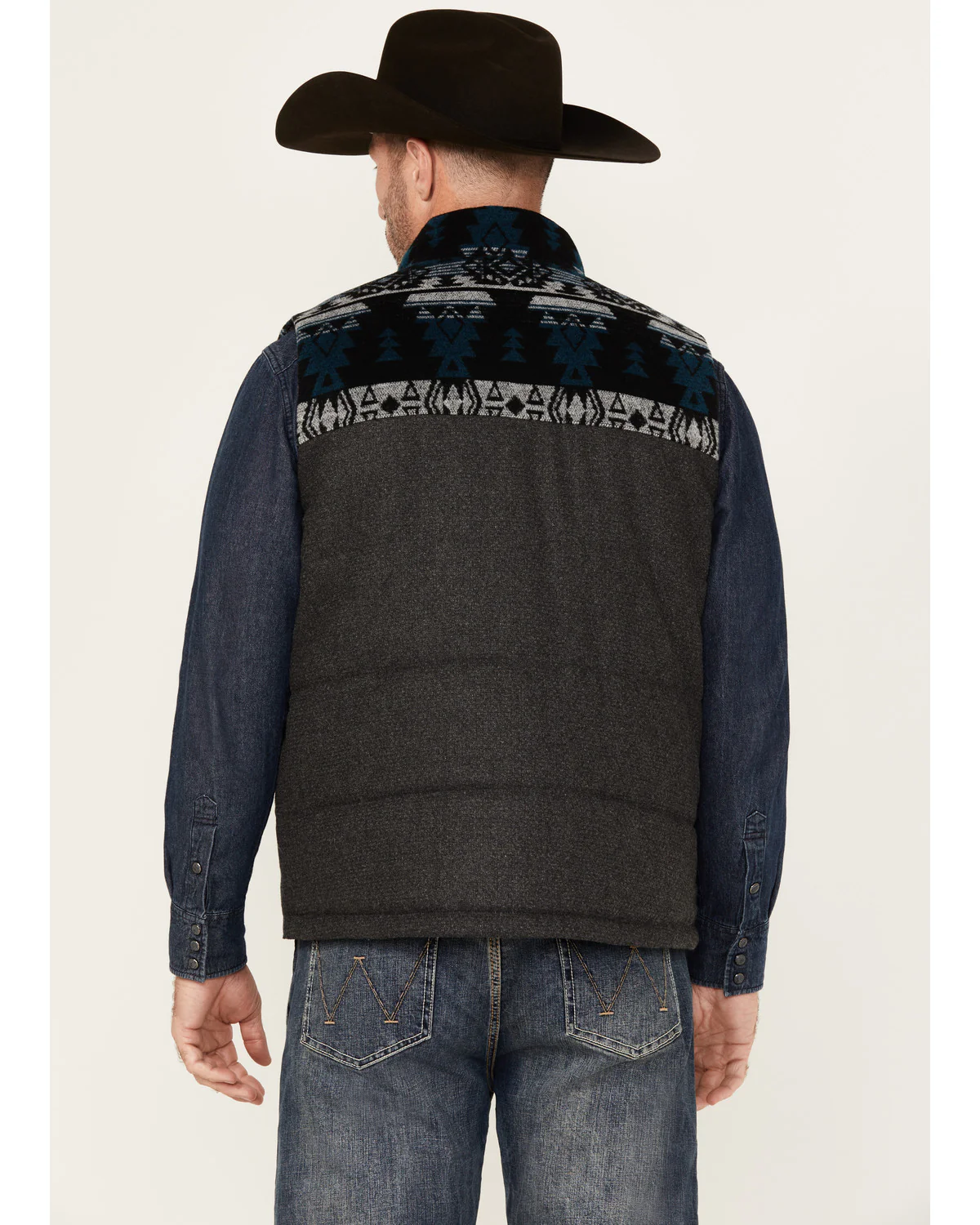 Cody James Men's Southwestern Print Yoke Wool Vest - Image 4