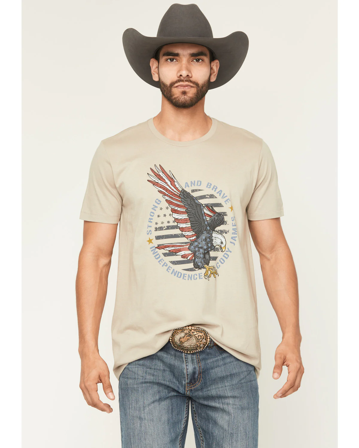 Cody James Men's Strong And Brave Short Sleeve Graphic T-Shirt
