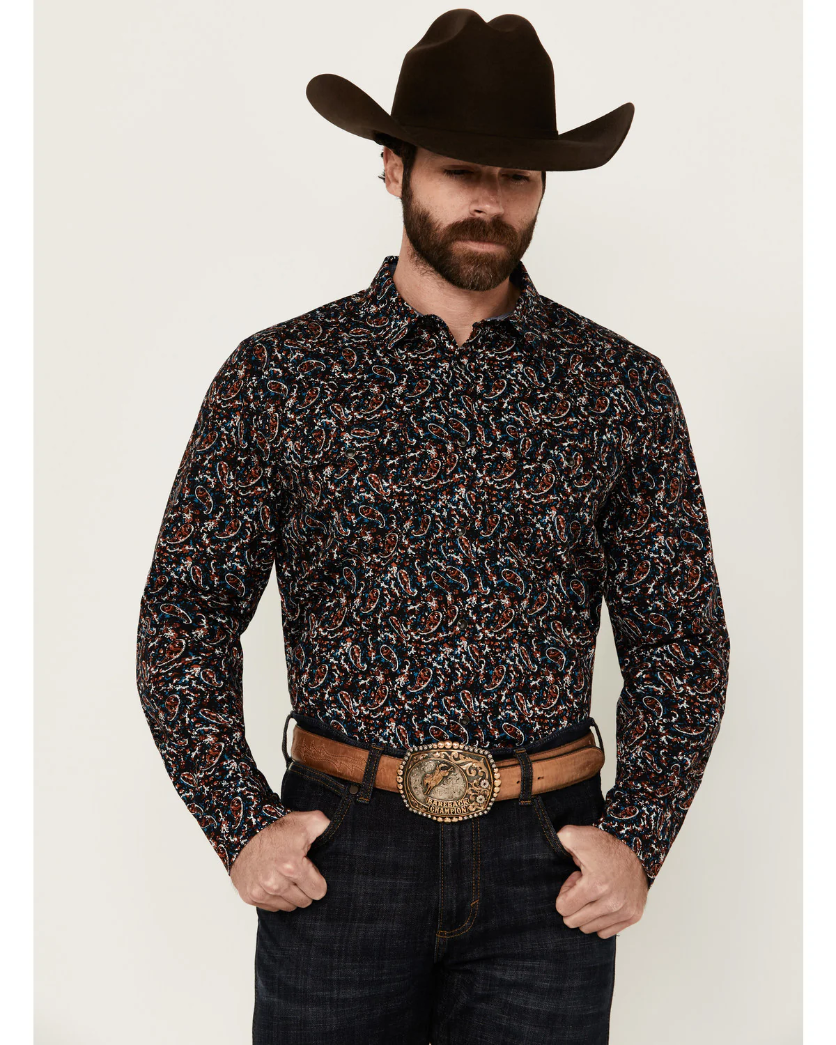 Cody James Men's Take Flight Paisley Print Long Sleeve Snap Western Shirt