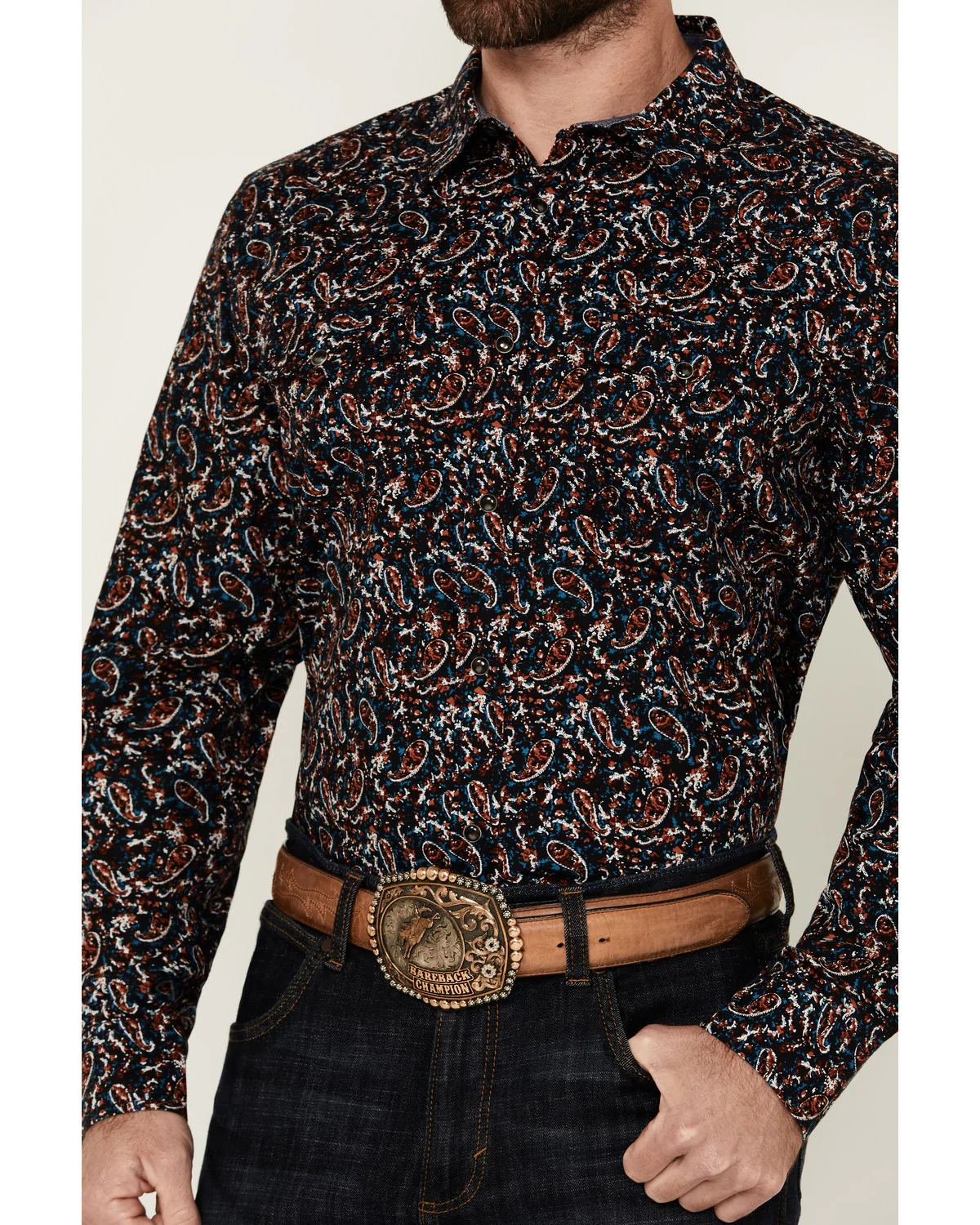 Cody James Men's Take Flight Paisley Print Long Sleeve Snap Western Shirt - Image 3