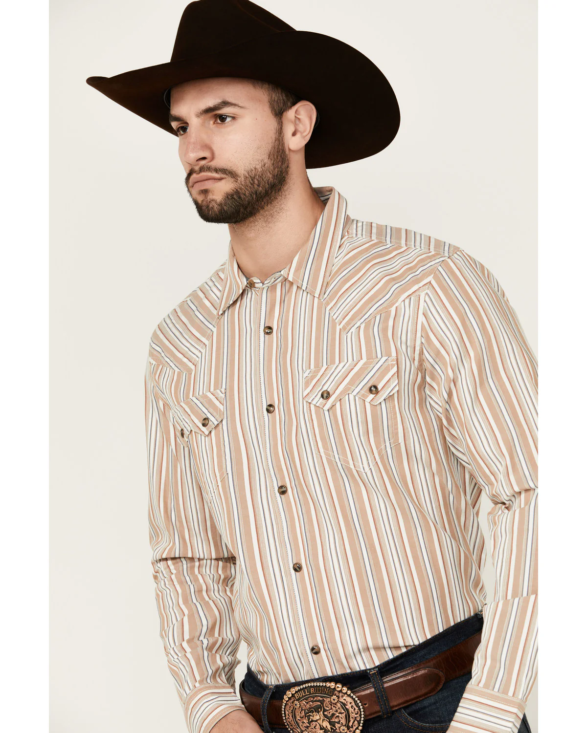 Cody James Men's Tough Guy Dobby Striped Print Long Sleeve Snap Western Shirt - Image 2
