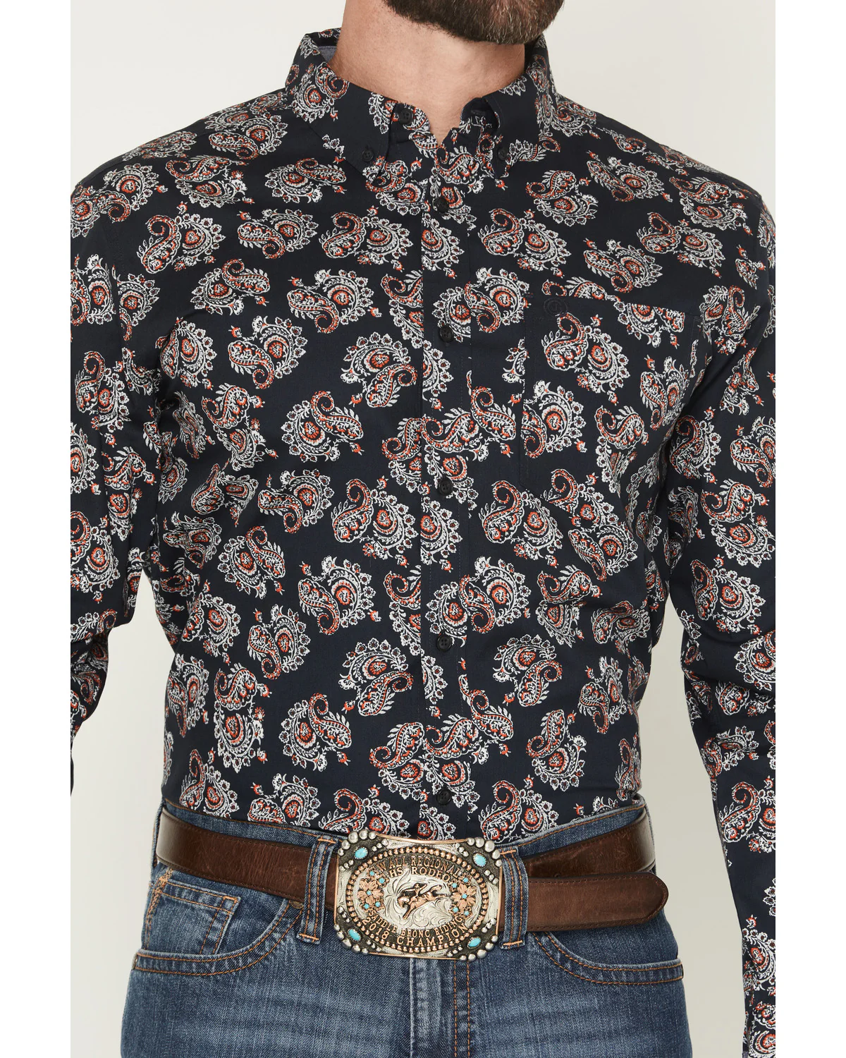 Cody James Men's Truett Paisley Print Long Sleeve Button-Down Western Shirt - Image 3