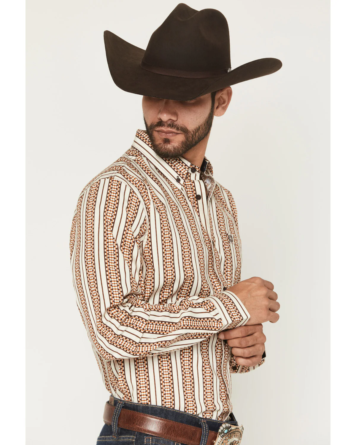 Cody James Men's Waylon Geo Stripe Print Long Sleeve Button-Down Stretch Western Shirt - Image 2