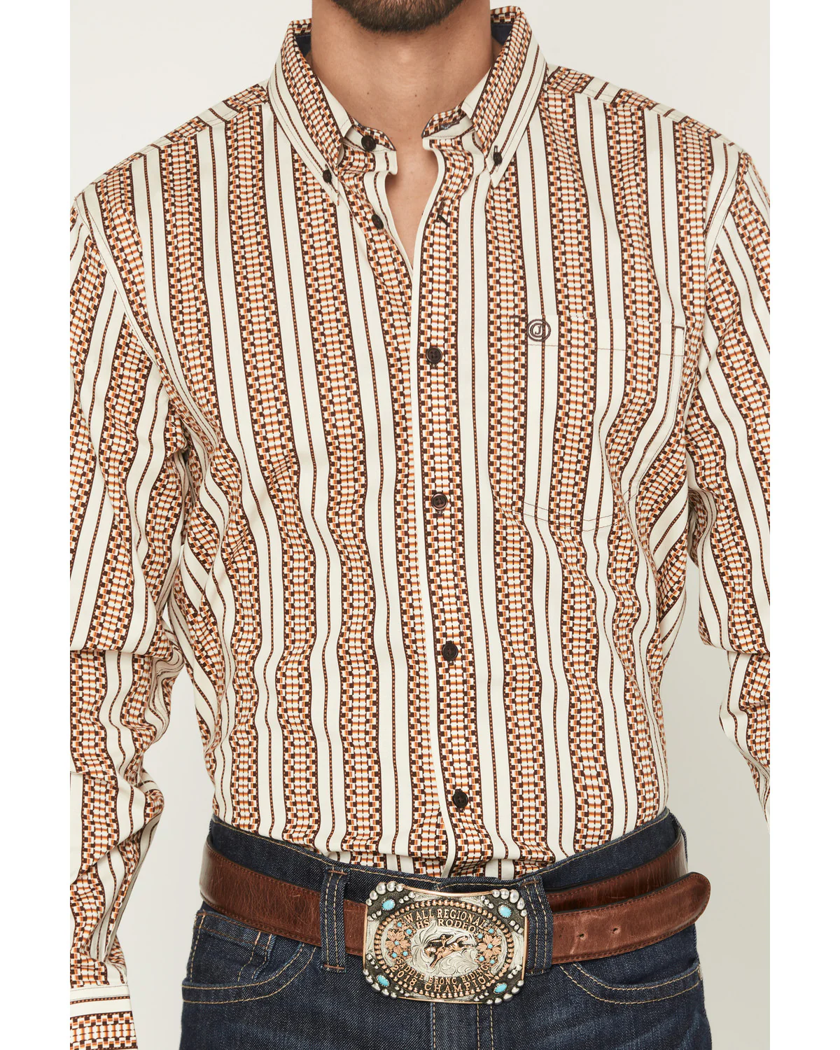 Cody James Men's Waylon Geo Stripe Print Long Sleeve Button-Down Stretch Western Shirt - Image 3