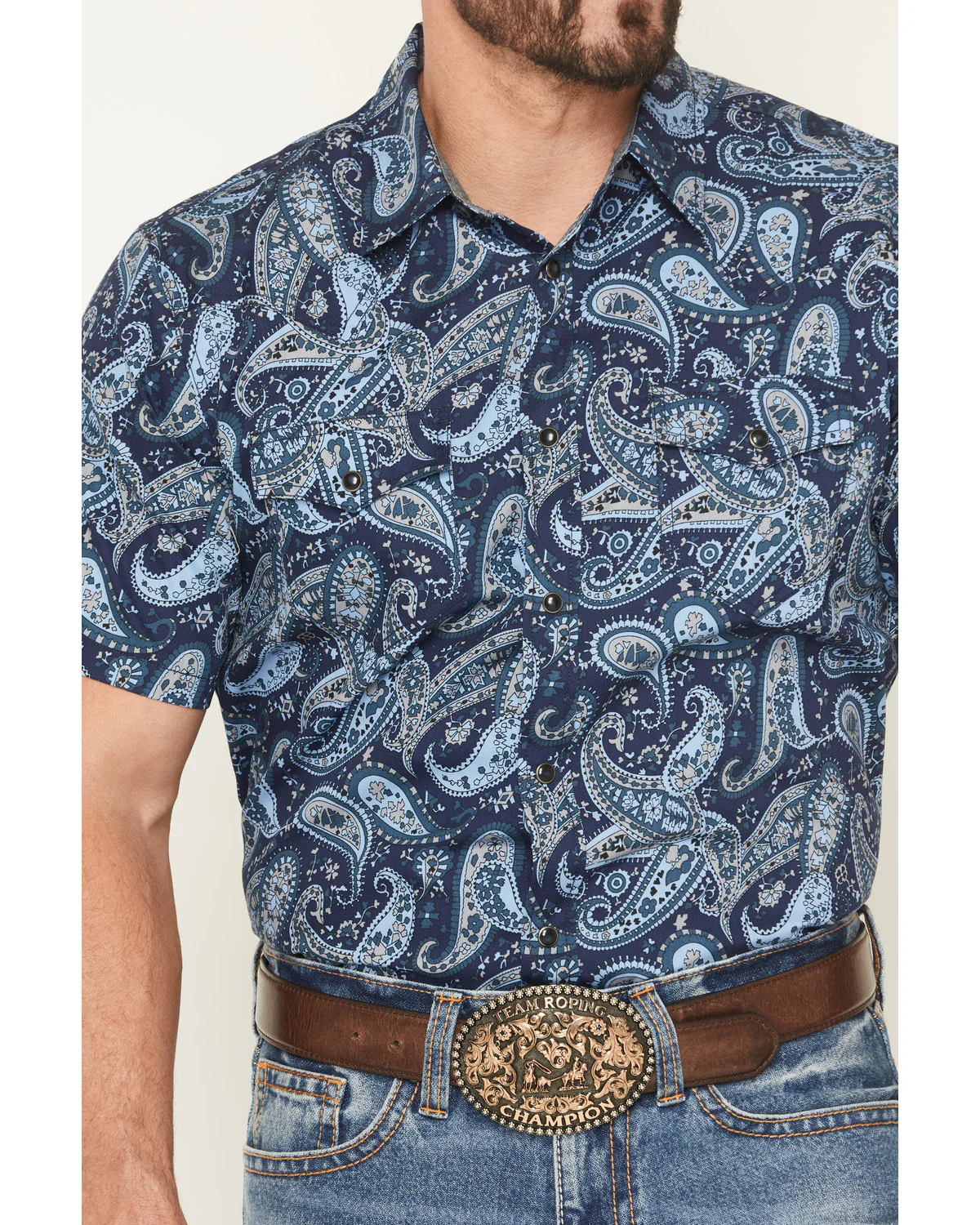 Cody James Men's Westward Paisley Print Short Sleeve Snap Western Shirt - Image 3