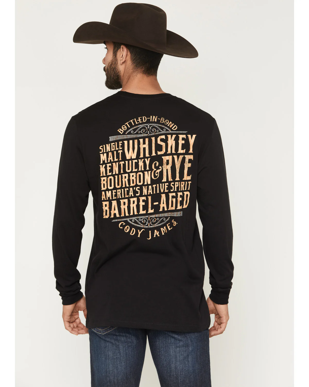 Cody James Men's Whiskey Verbiage Long Sleeve Graphic T-Shirt
