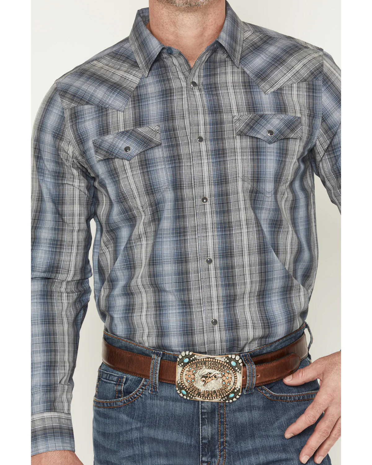 Cody James Men's Wild Creek Plaid Print Long Sleeve Snap Western Shirt - Image 3