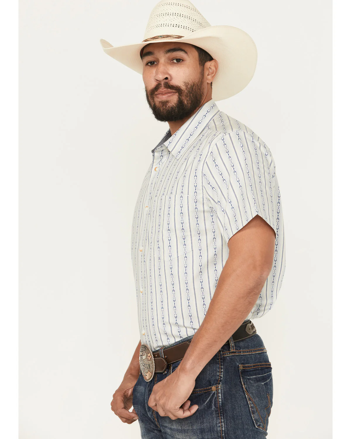 Cody James Men's Wild West Rhythms Southwestern Striped Short Sleeve Button-Down Stretch Western Shirt - Image 2