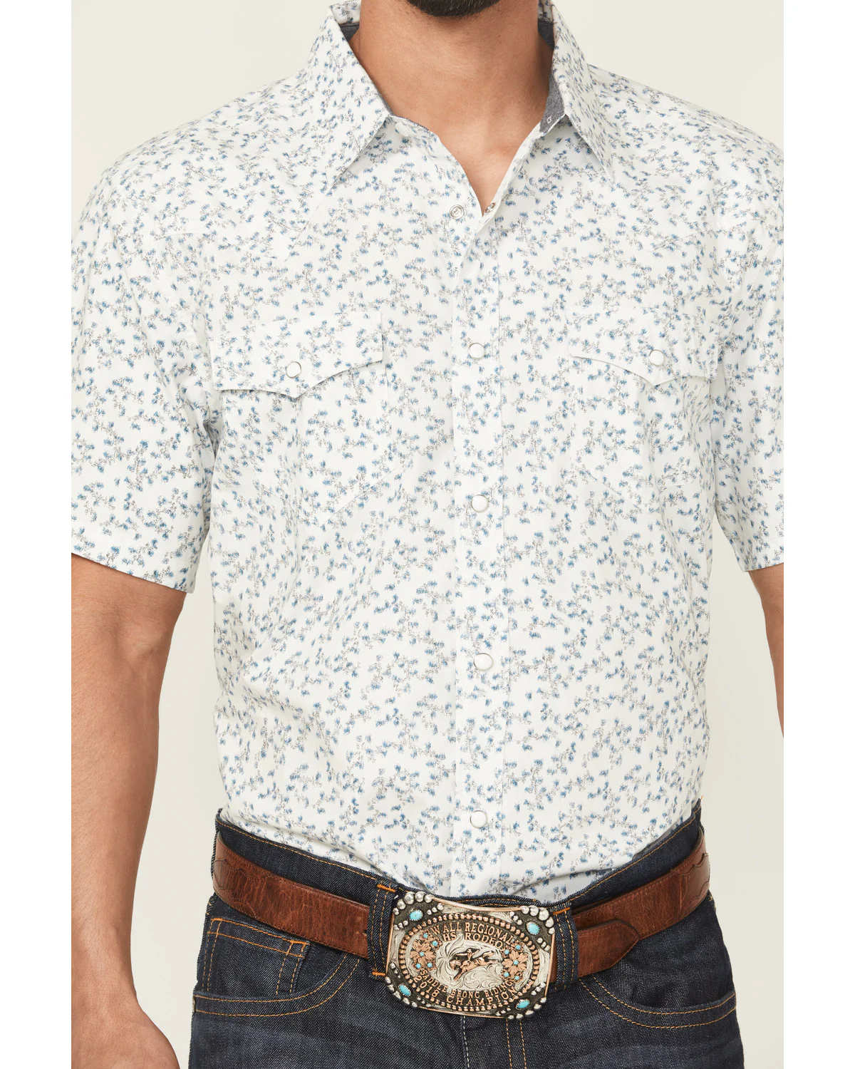 Cody James Rodeo Drive Floral Print Short Sleeve Snap Western Shirt - Image 3